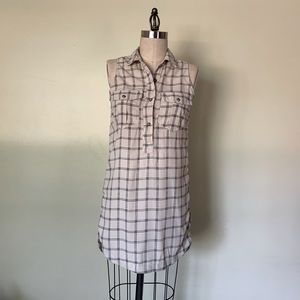 New Abercrombie & Fitch cream button down plaid dress- Size XS